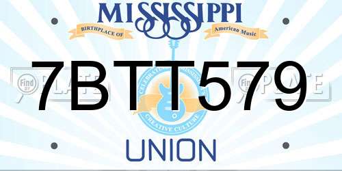 7BTT579 Mississippi License Plate