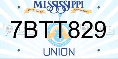 7BTT829 Mississippi License Plate