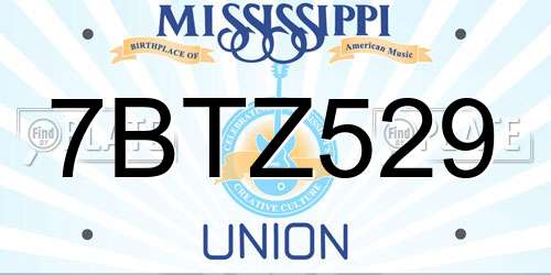 7BTZ529 Mississippi License Plate