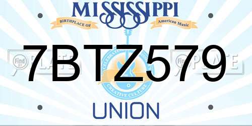 7BTZ579 Mississippi License Plate