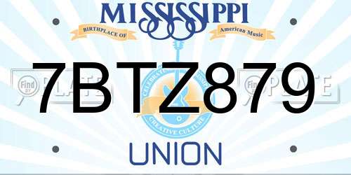 7BTZ879 Mississippi License Plate