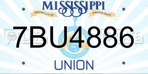 7BU4886 Mississippi License Plate