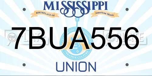 7BUA556 Mississippi License Plate