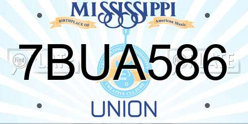 7BUA586 Mississippi License Plate