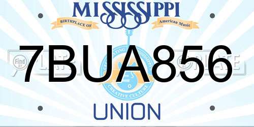 7BUA856 Mississippi License Plate