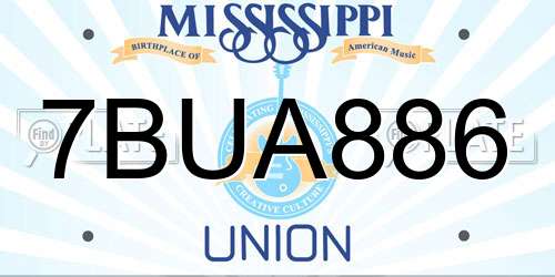 7BUA886 Mississippi License Plate