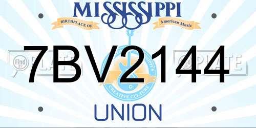 7BV2144 Mississippi License Plate