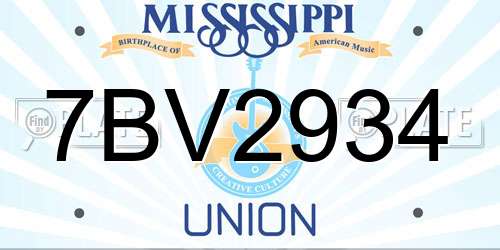 7BV2934 Mississippi License Plate