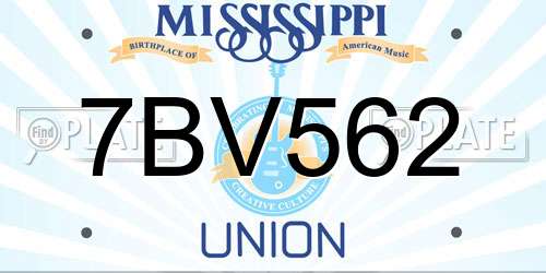 7BV562 Mississippi License Plate