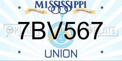 7BV567 Mississippi License Plate