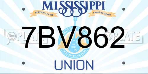 7BV862 Mississippi License Plate