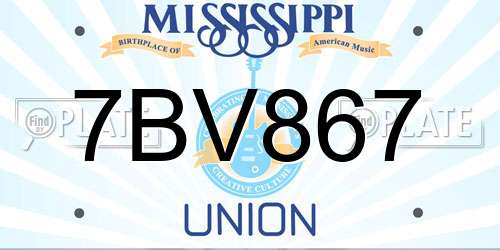 7BV867 Mississippi License Plate