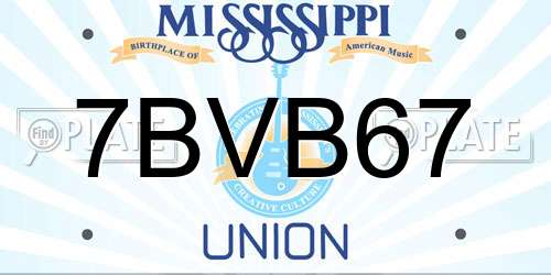 7BVB67 Mississippi License Plate