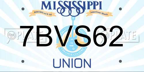 7BVS62 Mississippi License Plate