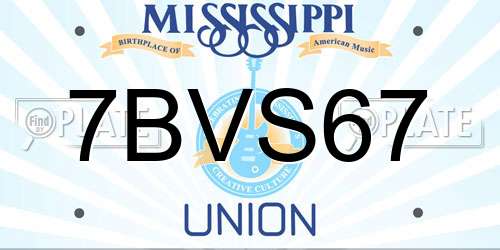 7BVS67 Mississippi License Plate