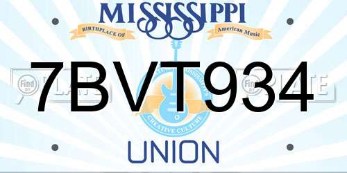 7BVT934 Mississippi License Plate