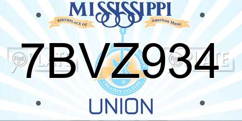 7BVZ934 Mississippi License Plate
