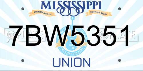 7BW5351 Mississippi License Plate