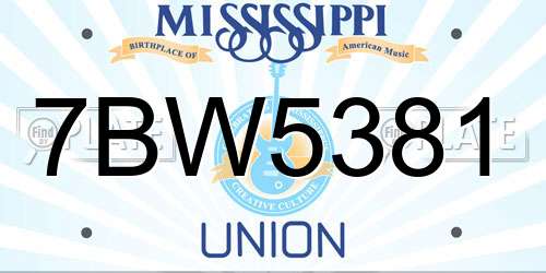 7BW5381 Mississippi License Plate