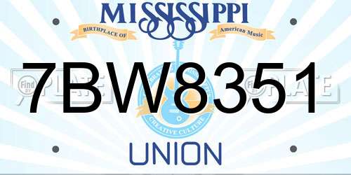7BW8351 Mississippi License Plate