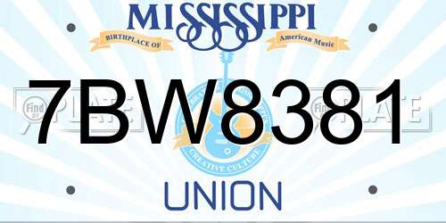 7BW8381 Mississippi License Plate