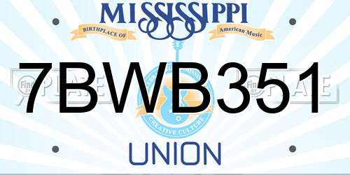 7BWB351 Mississippi License Plate