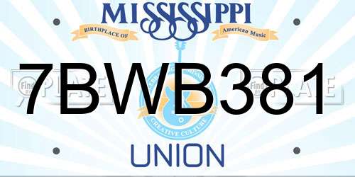 7BWB381 Mississippi License Plate