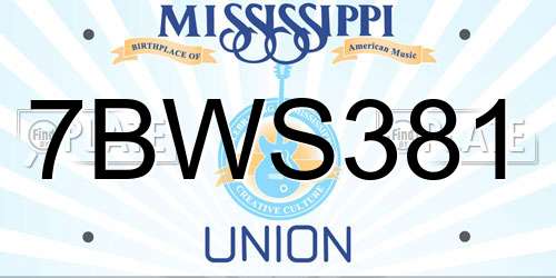 7BWS381 Mississippi License Plate