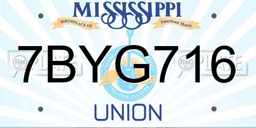7BYG716 Mississippi License Plate