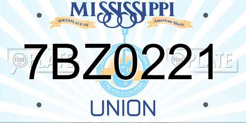 7BZ0221 Mississippi License Plate