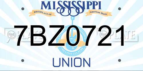 7BZ0721 Mississippi License Plate