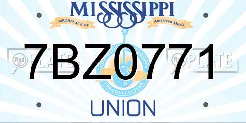 7BZ0771 Mississippi License Plate