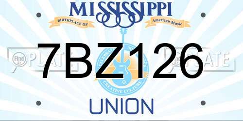 7BZ126 Mississippi License Plate