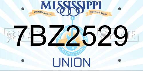7BZ2529 Mississippi License Plate