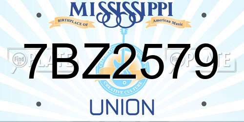 7BZ2579 Mississippi License Plate