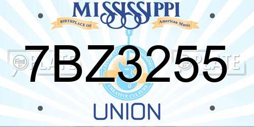 7BZ3255 Mississippi License Plate
