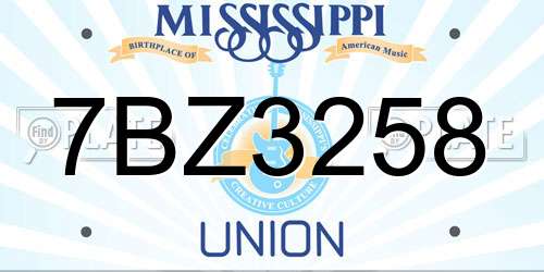 7BZ3258 Mississippi License Plate