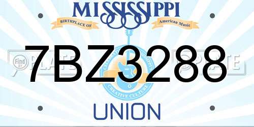 7BZ3288 Mississippi License Plate