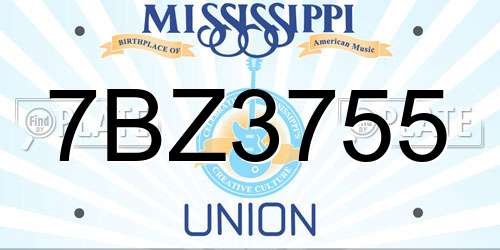 7BZ3755 Mississippi License Plate
