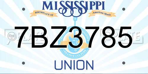 7BZ3785 Mississippi License Plate