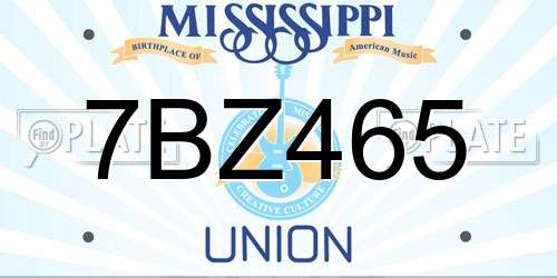 7BZ465 Mississippi License Plate