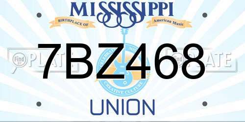 7BZ468 Mississippi License Plate
