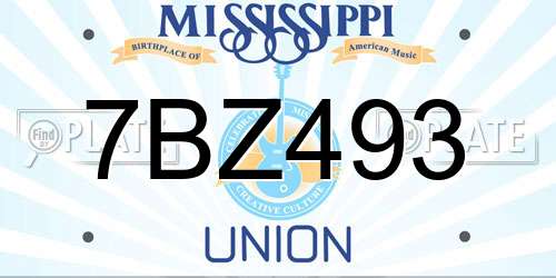 7BZ493 Mississippi License Plate