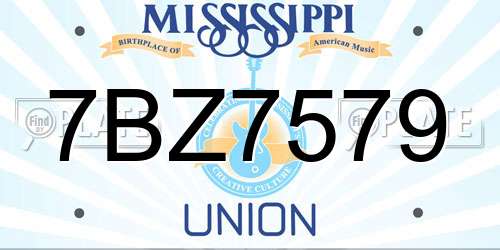 7BZ7579 Mississippi License Plate