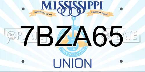 7BZA65 Mississippi License Plate