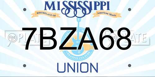7BZA68 Mississippi License Plate