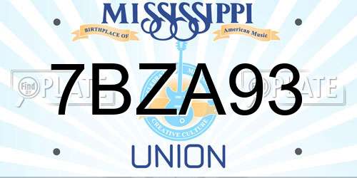 7BZA93 Mississippi License Plate