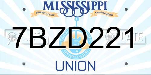 7BZD221 Mississippi License Plate