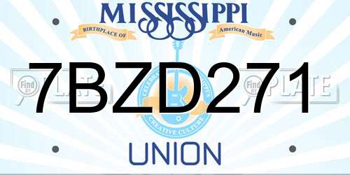 7BZD271 Mississippi License Plate