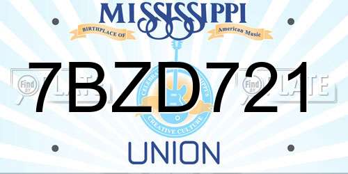 7BZD721 Mississippi License Plate